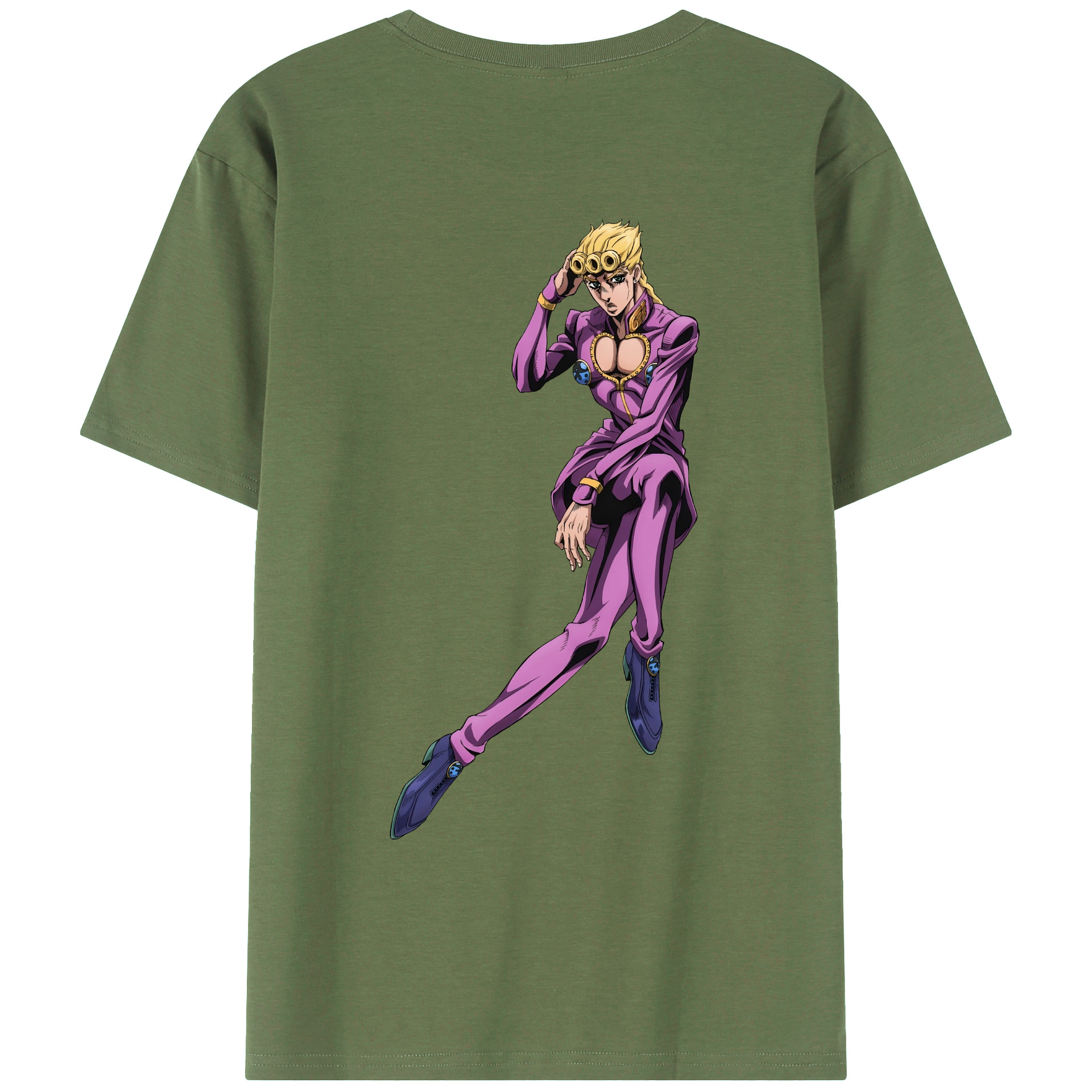 （画像用） ジョジョの奇妙な冒険 ジョルノ?ジョバァーナ JoJo's Bizarre Adventure Giorno Giovanna 綿100％ メンズ半袖Tシャツ（バックプリント） 通気性